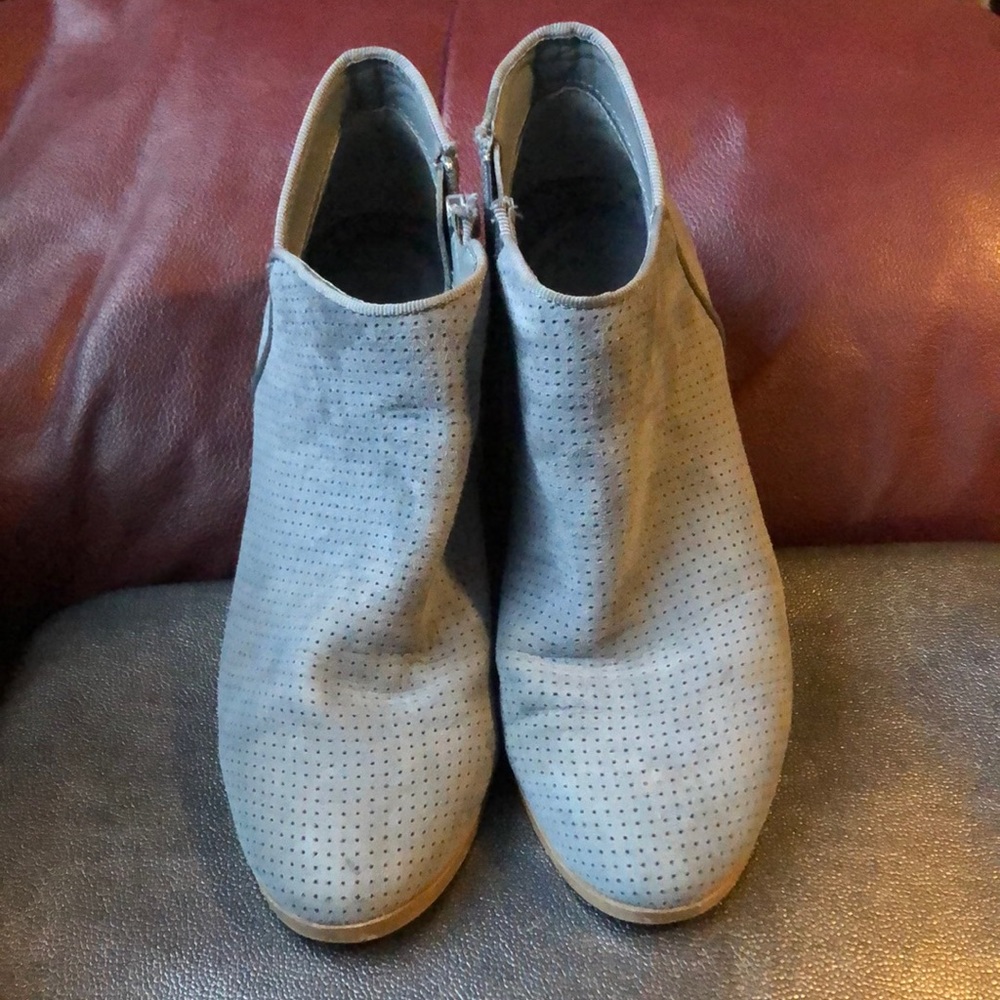 Gray suede booties